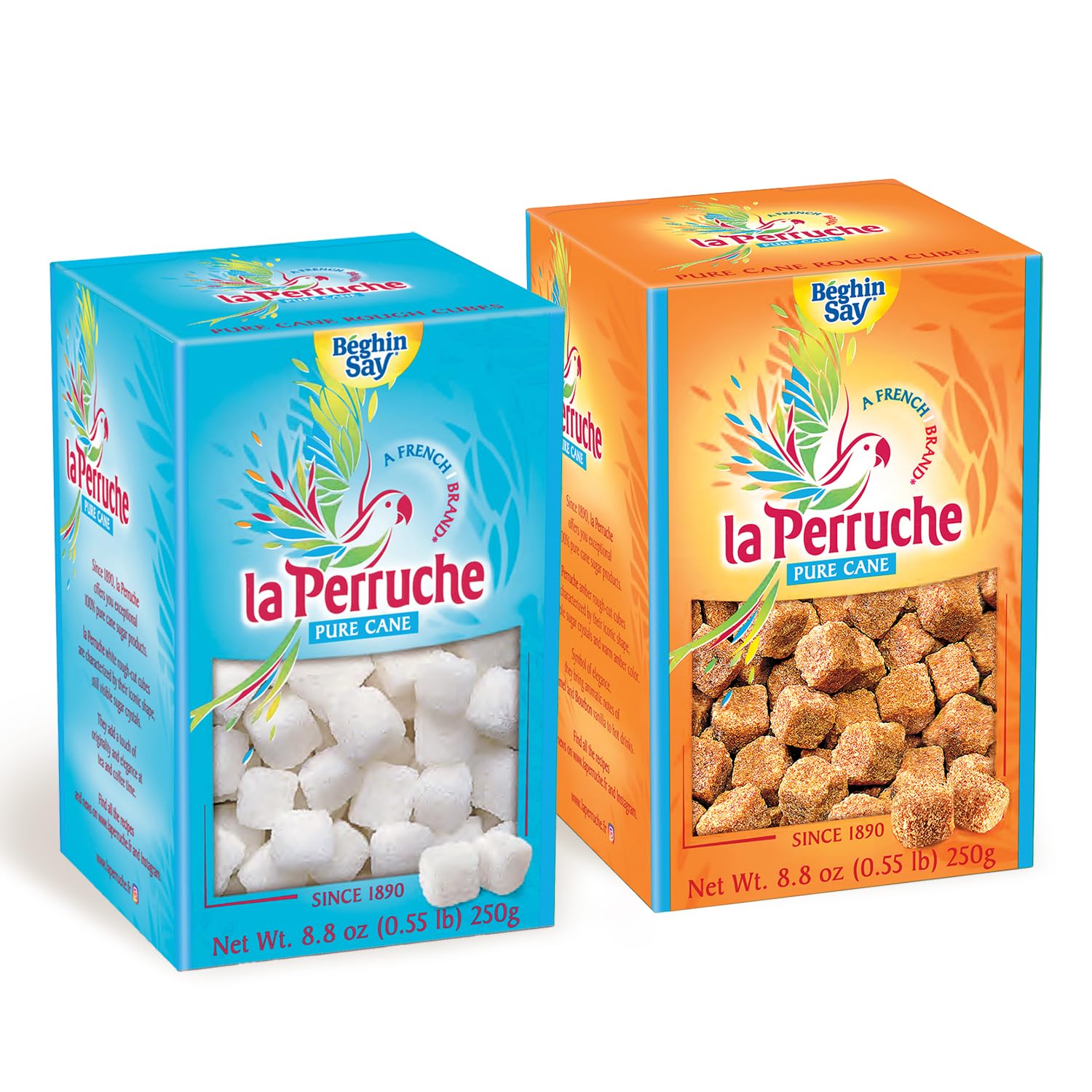 La Perruche Pure Cane Sugar Cubes (250g/8.8oz box) | Ideal Sugar Cubes for Coffees and Teas | Best Sugar Cubes for Home