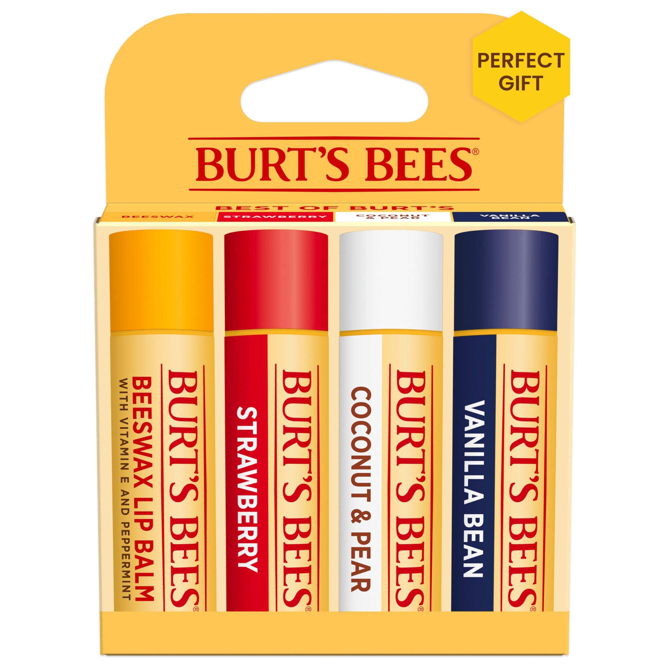 Burt's Bees Strawberry Coconut and Pear Vanilla Lip Balm Pack, Beeswax, Natural Treatment, 4 Tubes, 0.15 oz.
Burt's Be